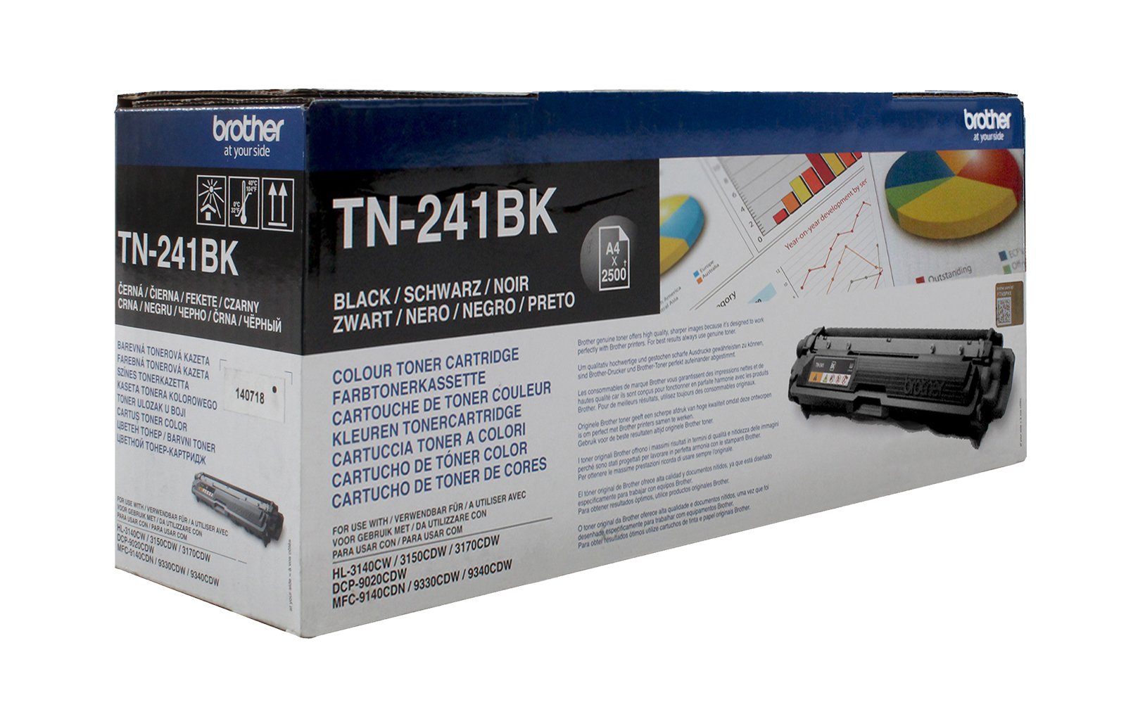 Brother TN-241BK Toner Cartridge, Black, Single Pack, Standard Yield, Includes 1 x Toner Cartridge, Genuine Supplies
