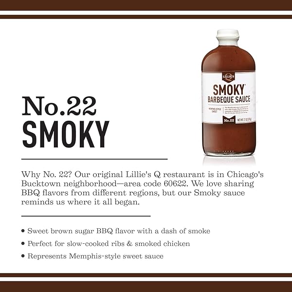 LILLIE’S Q – SMOKY BARBEQUE SAUCE, GOURMET BBQ SAUCE, SWEET BROWN SUGAR BBQ SAUCE, MILD SMOKY FLAVOR, PREMIUM INGREDIENTS, MADE WITH GLUTEN-FREE INGREDIENTS (20 OZ)