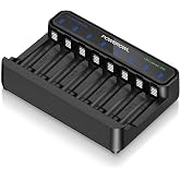 POWEROWL Smart Battery Charger for AA AAA Ni-MH/1.5V Lithium Rechargeable Batteries, Type-C Input, 8-Slot