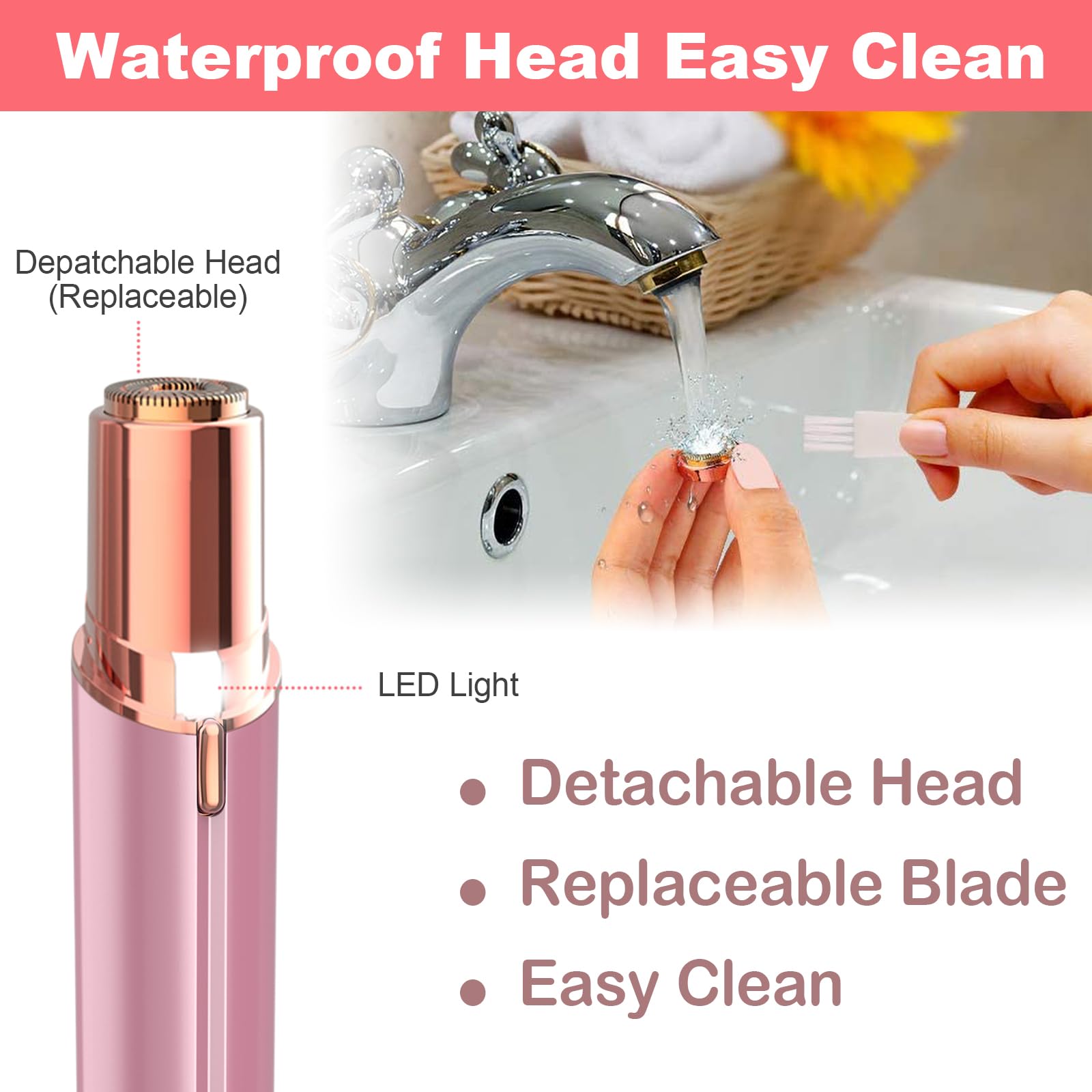 Facial Hair Remover for Women - Removal Shaver for Women - USB Rechargeable Lady Face Razor Trimmer for Face Lips Chin Peach Fuzz Arms Legs and Bikini Line