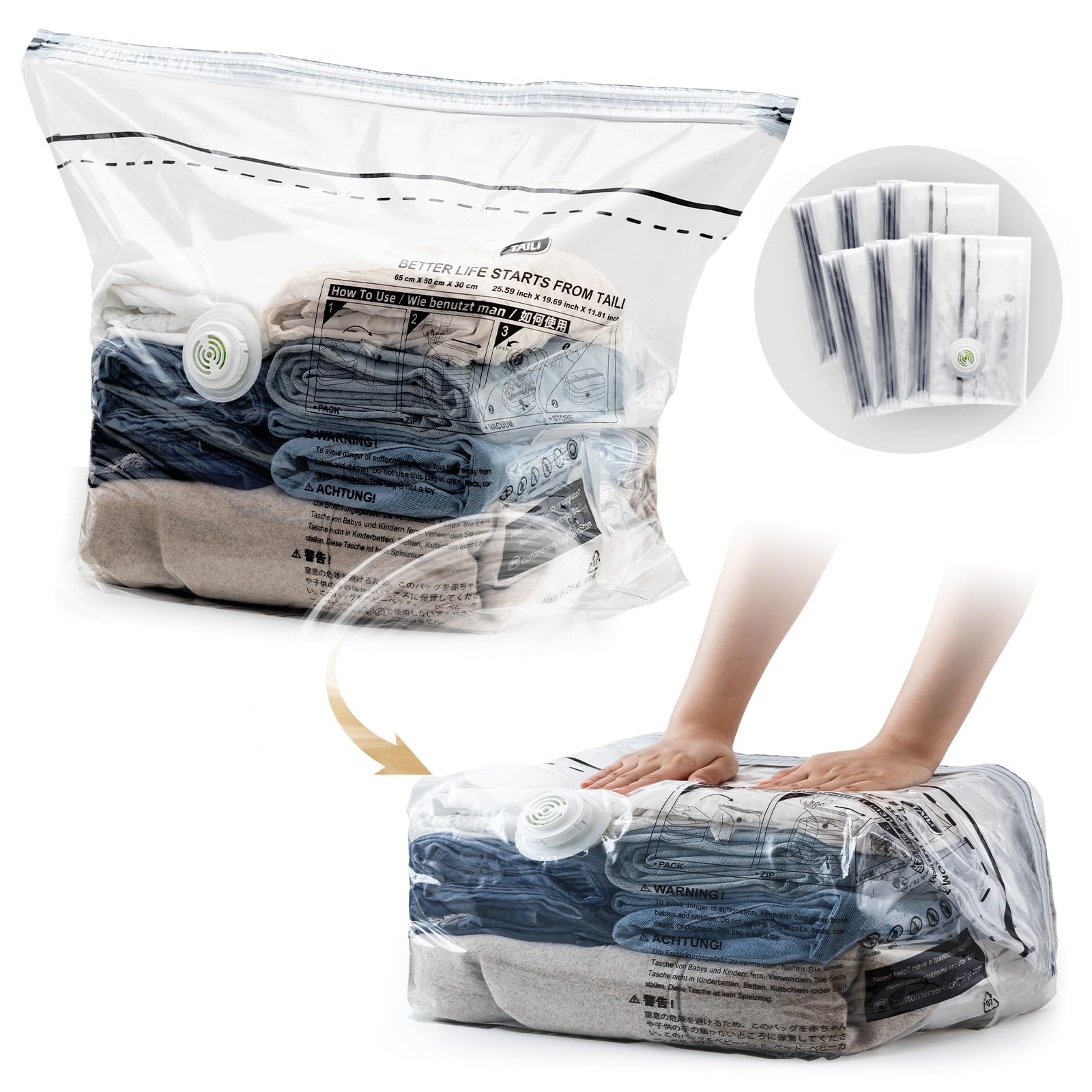 Photo 1 of **USED** INCOMPLETE** TAILINK Cube Vacuum Storage Bags, 2 Pack Medium Size (25x19x11 inch), Vacuum Seal Bags for Clothing, Compression Packing for Clothes, Blankets, Baby Clothes, No Pump Needed