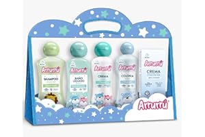 ARRURRU NATURALS Arrurru Kit Abuelita Azul - Colonia Azul 220 ml - Shampoo Cabello Claro 220 ml - Baño Líquido 220 ml - Crema Original 220 ml - Crema Protectora para la Colita del bebé 60 gr.
