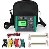 Earth Resistance Tester 0.03-2000&Omega; Soil Resistivity Meter, Upgraded Digital Earth Ground Resistance Tester 2/3 Wire Measurement AC/DC Voltage Meter with Batteries,Tool Bag