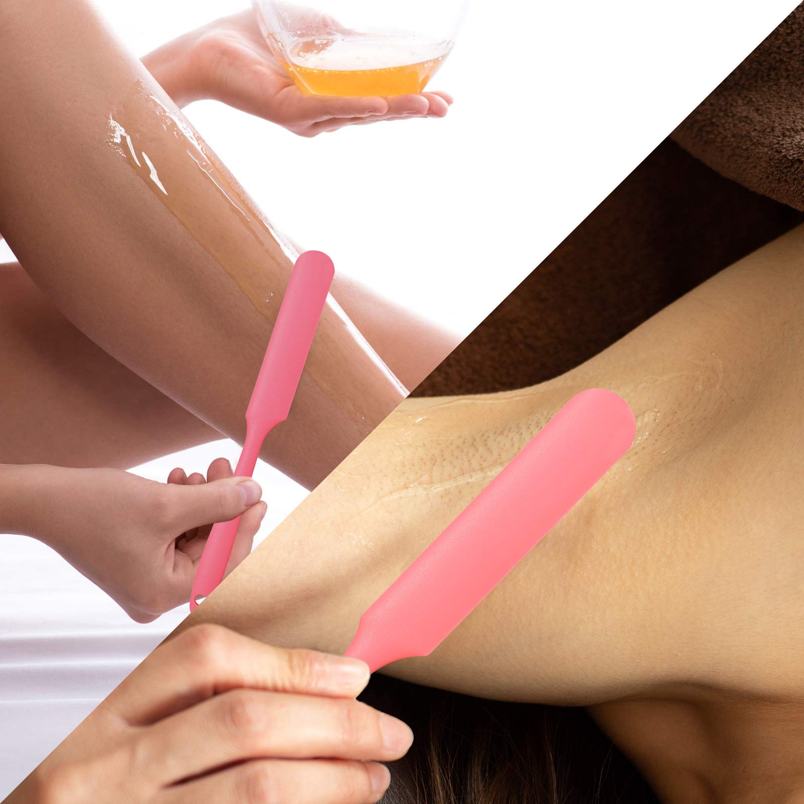 Mudder 3 Pcs Non-stick Silicone Wax Spatulas Hair Removal Sticks Applicator Reusable Hard Wax Scraper for Home Salon Body Use (Pink)
