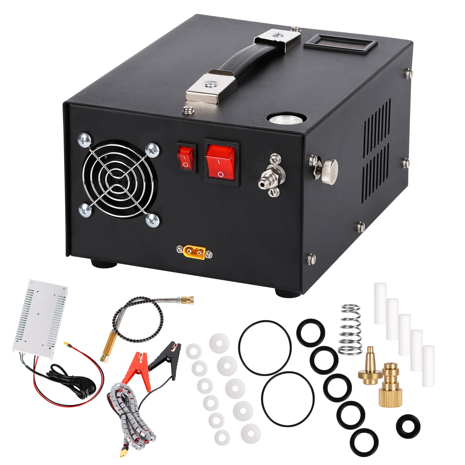 Photo 1 of PCP Air Compressor, 4500Psi/30MPa, 12V DC/120V AC Airgun Compressor with Manual Shut-off, Built-in Filter Suitable for Airguns, Paintball Guns, High-Pressure Cylinders, Diving Tanks