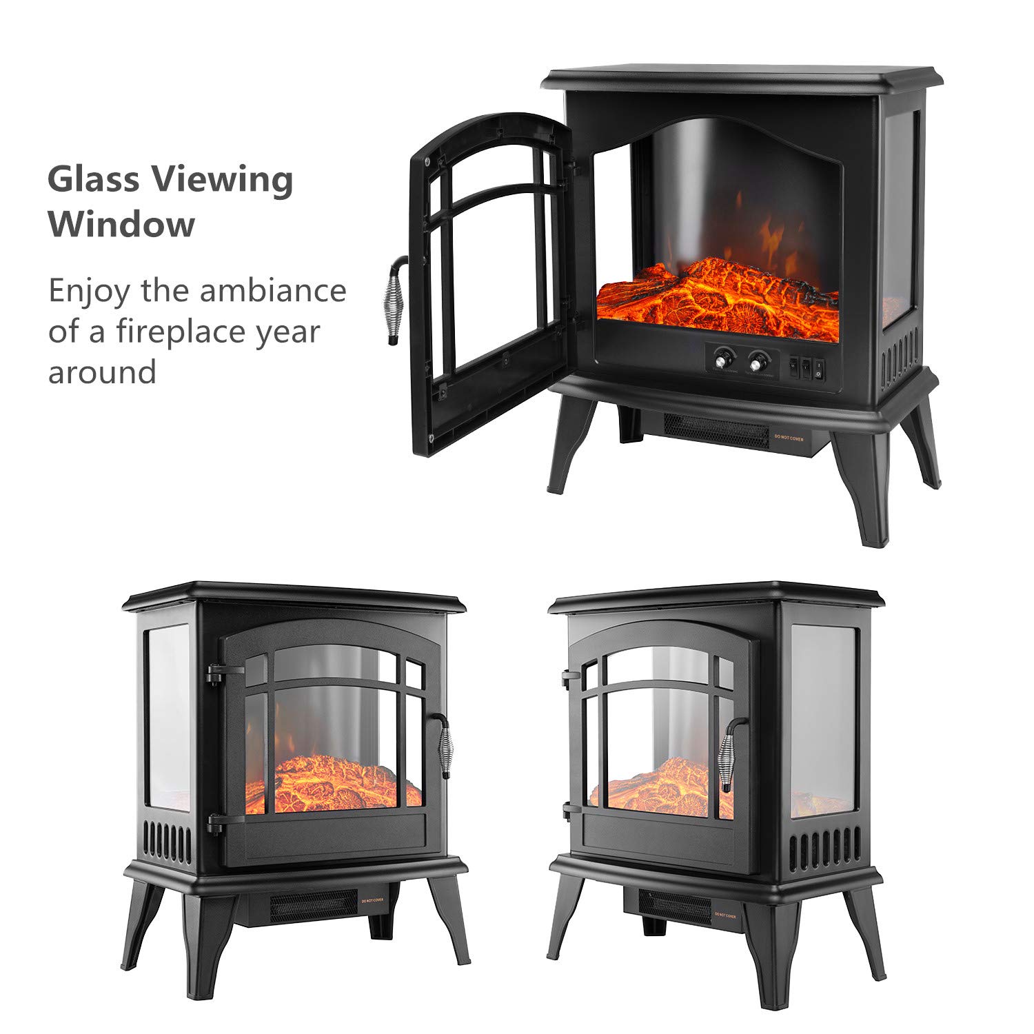 YOUNIS Portable Electric Fireplace Stove Free Standing ...