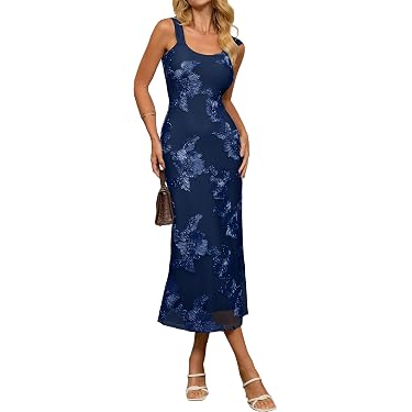 amazon cocktail dress Women Flowy Cocktail Dress Ruffle Trim Ruched Waist Midi Dress For Summer  Maxi Women at Amazon Women's Clothing store