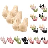 3 Pack Daisy Bras for Older Women No Underwire Front Closure Push up Bra Soft Floral Print Everyday Sleep Bralettes
