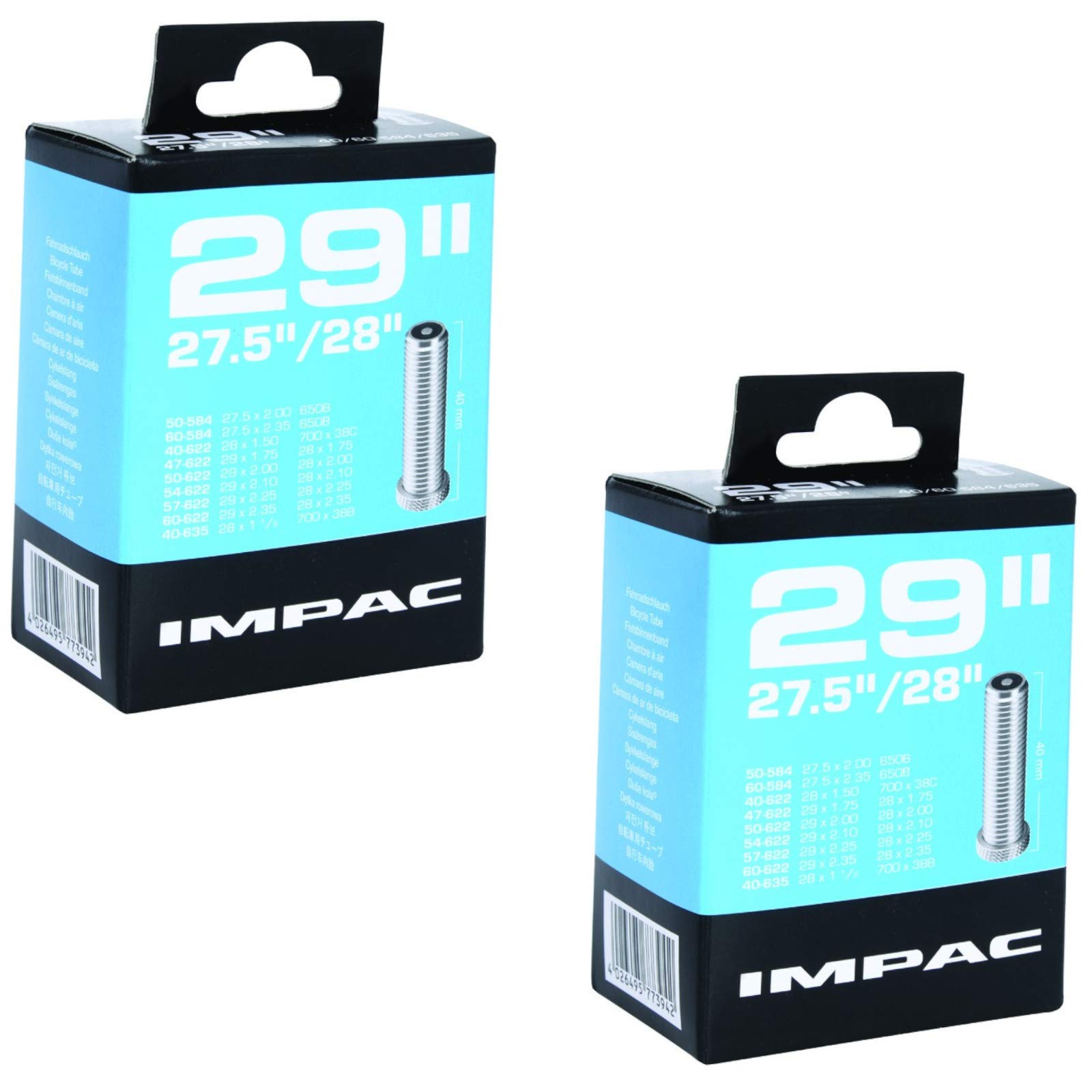 Impac 29" x 1.75-2.35 Mountain Bike Inner Tubes - Schrader Valve (Pair)