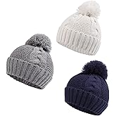 Zsedrut Baby Winter Beanie for Girls Boys Infant Toddler Warm Knit Twist Hat with Pompom