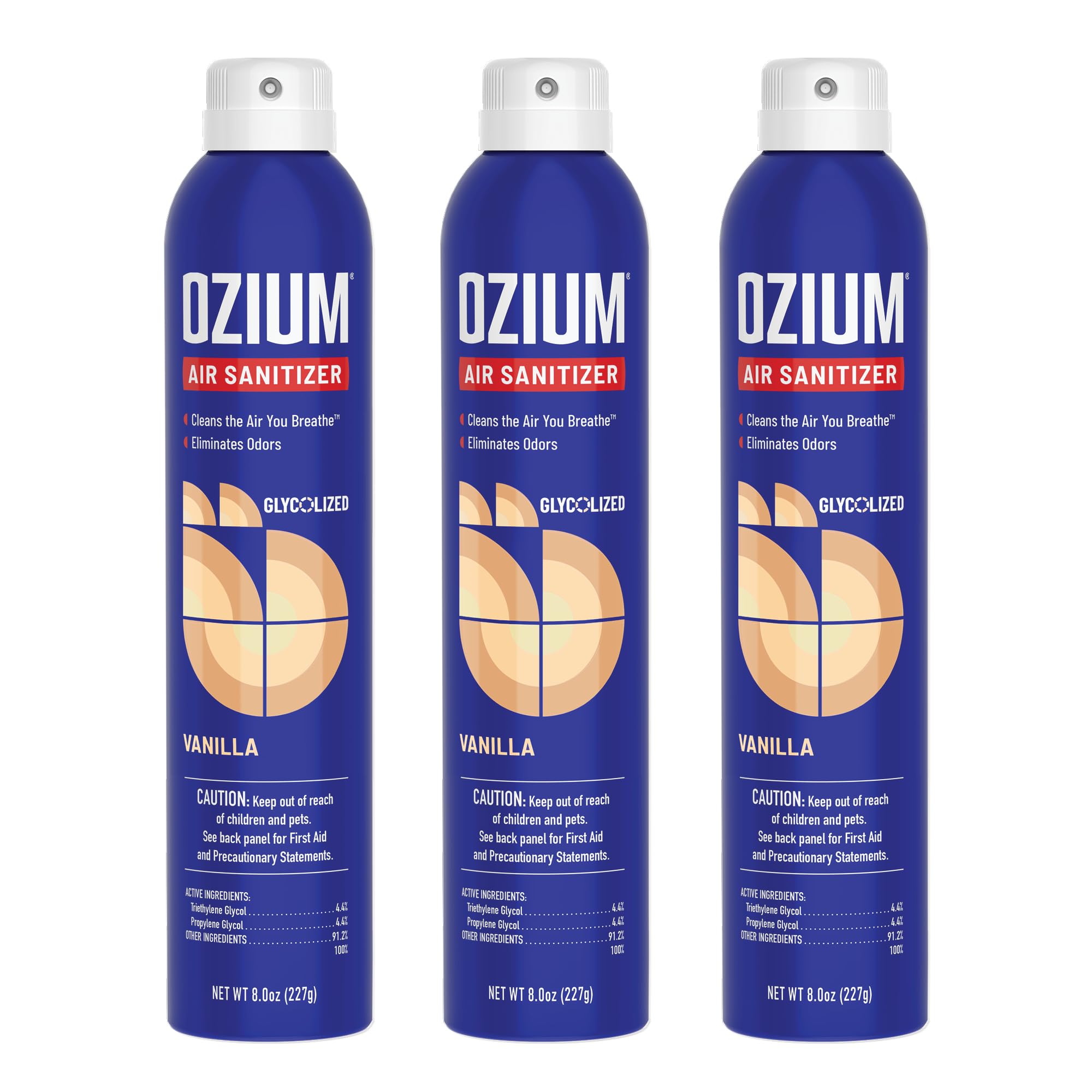 Ozium A807035-3 8 Oz. Air Sanitizer & Odor Eliminator for Homes, Cars, Offices and More, Vanilla Scent - 3 Pack