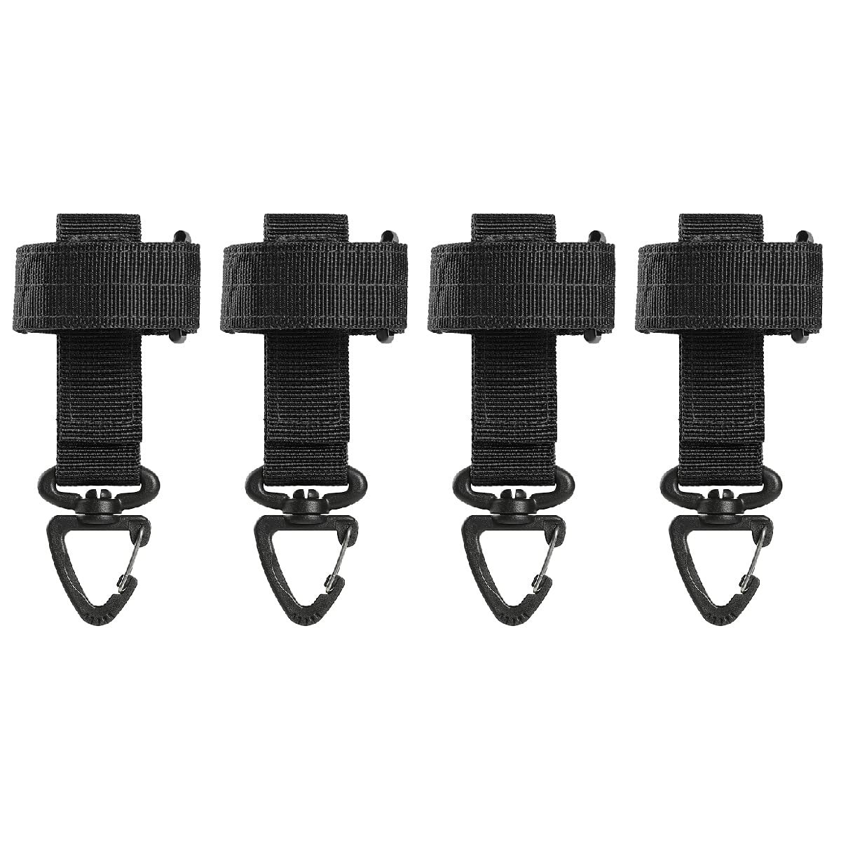 TRIWONDER Tactical Belt Key Holder Molle Belt Loop Key Clip Webbing Strap Keychain Ring Hook for Hiking Camping Backpacking (Gloves Holder, Black - 4 Pcs)