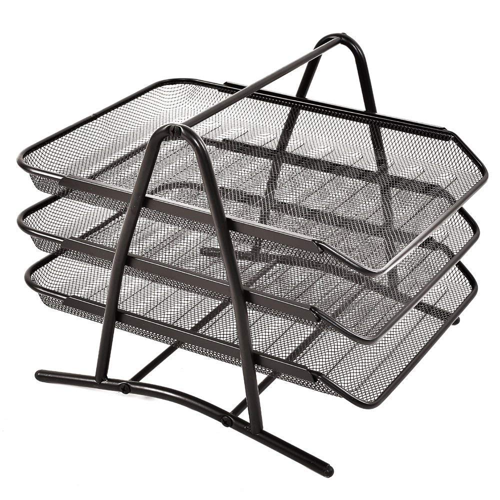 BigTree Mesh Letter Tray 3 Tier Desk Letter Filing Trays Holder A4 Document Paper Wire Mesh Storage Organiser