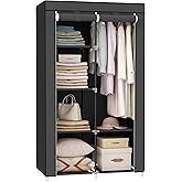 SONGMICS Portable Closet, Wardrobe Closet Organizer with Non-Woven Fabric Cover, Hanging Rods and Shelves, 34.6 x 17.7 x 66.1