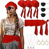 Maiteenly 15 Pcs Pirate Costume Accessories Pirate Party Favors Women Men Head Scarf for Group Family Halloween Christmas
