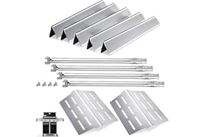 RESTTIME Flavorizer Bars Heat Deflector Burner Tube Set for Weber 300 Series E310 E320 E330 EP310 EP320 EP/CEP330 S310 S320 S330 Front Control Knob, Weber Genesis 62752 7620 7622 Grill Replacement Parts