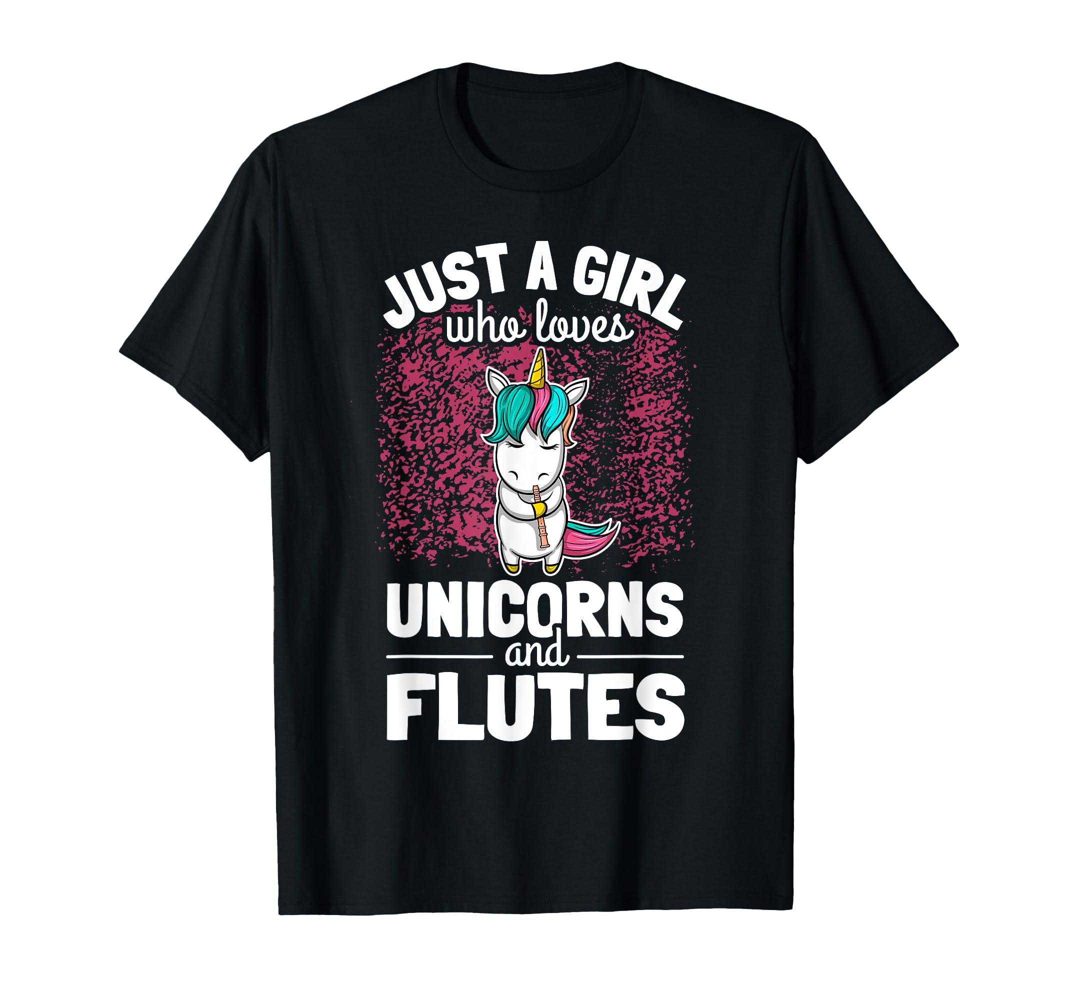 Girl Flute Player Flutist I Cute Unicorn Playing Flute T-Shirt