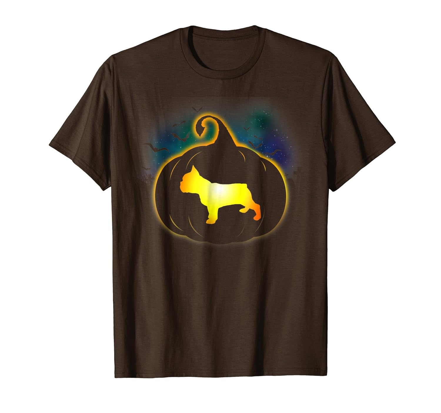 French Bulldog Pumpkin Funny Halloween T-Shirt-ANZ