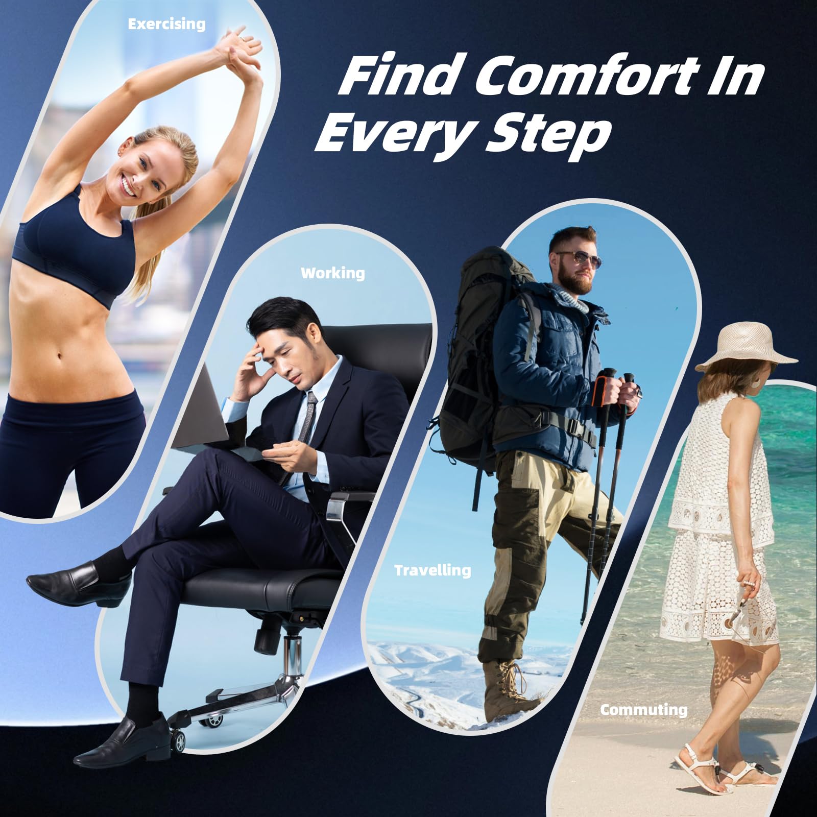 Arch Support Inserts Women for Flat Feet, Gel Arch Inserts for Plantar Fasciitis Relief, Non-Slip Arch Support Pads, Two-Option of Different Heights (High-Clear)