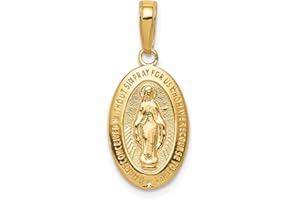 Avariah Solid 10k Yellow Gold Miraculous Medal Pendant - 24mm