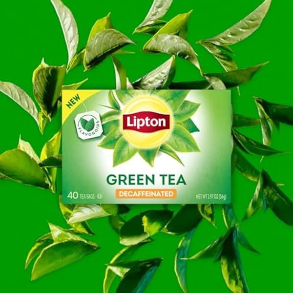 LIPTON DECAFFEINATED GREEN TEA BAGS, UNSWEETENED TEABAGS FOR DECAF HOT TEA OR DECAF ICED TEA WITH FLAVONOIDS, 40 TOTAL TEA BAGS