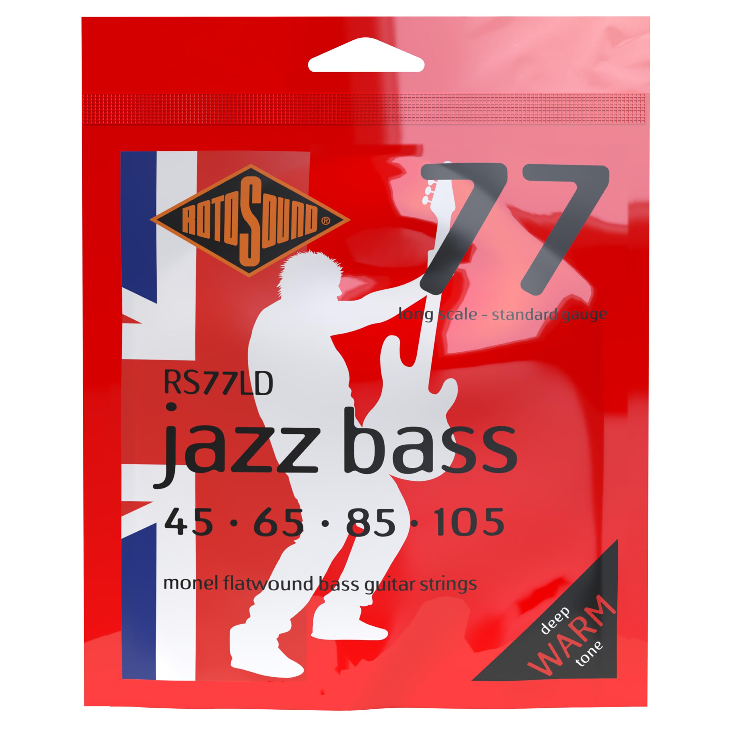 Rotosound Monel Standard Gauge Flatwound Bass Strings (45 65 85 105), RS77LD