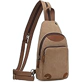 KL928 Canvas Sling Bag Crossbody Backpack Shoulder Casual Rucksack for Men Women,Brown