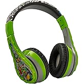 eKids Teenage Mutant Ninja Turtles Bluetooth Headphones for Kids, Wireless Headphones with Microphone, Includes Aux Cord (Ninja Turtles)