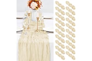 ABKLESACH 20 Pack Ivory Table Runner 10Ft Cheesecloth Table Runner Boho Gauze Table Runner Long Cheese Cloth Table Runner Romantic Sheer Fabric Cream Table Runners for Wedding Party Bridal Shower
