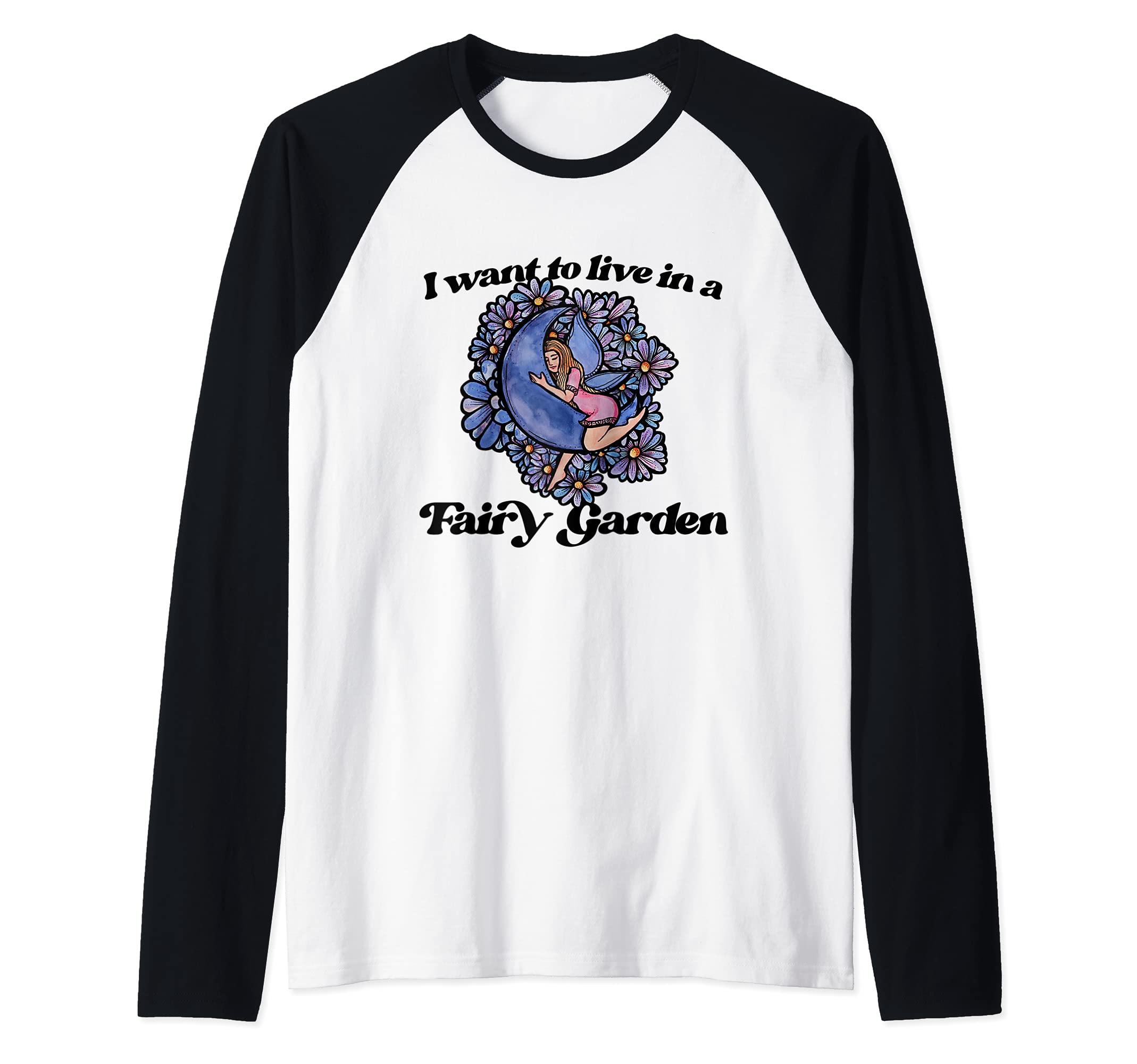 Garden Fairy Faerie Garden Raglan Baseball Tee
