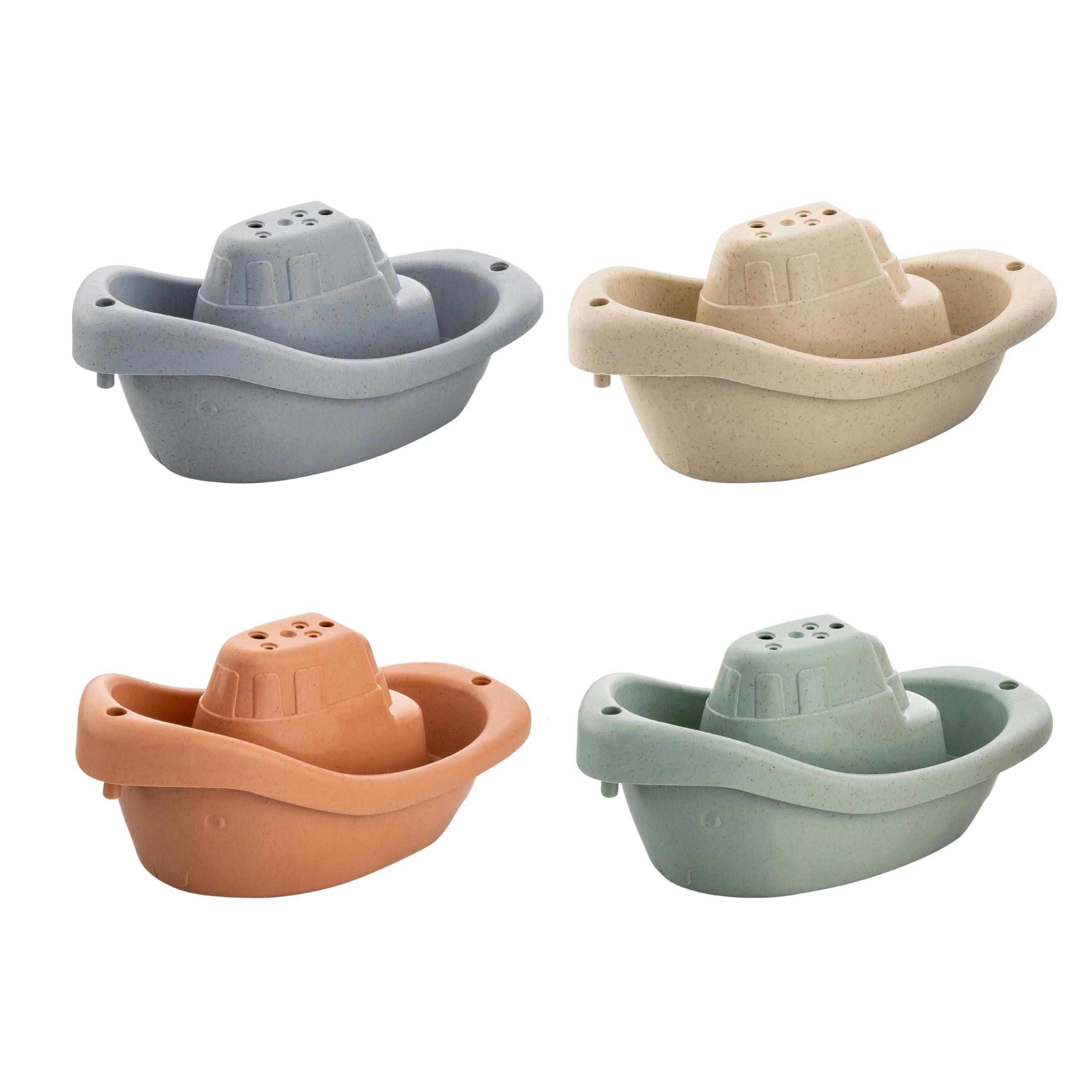 babynova Bath Boats - Educational Baby & Toddler Toys - 3+ Months - 4 pcs Set - Motor and Coordination Skills Development - Suitable for Bath tub and Sandbox - BPA Free