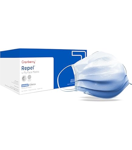 Cranberry USA R2970SA Repel 4-Ply Ear Loop Face Mask, Anti-Fog