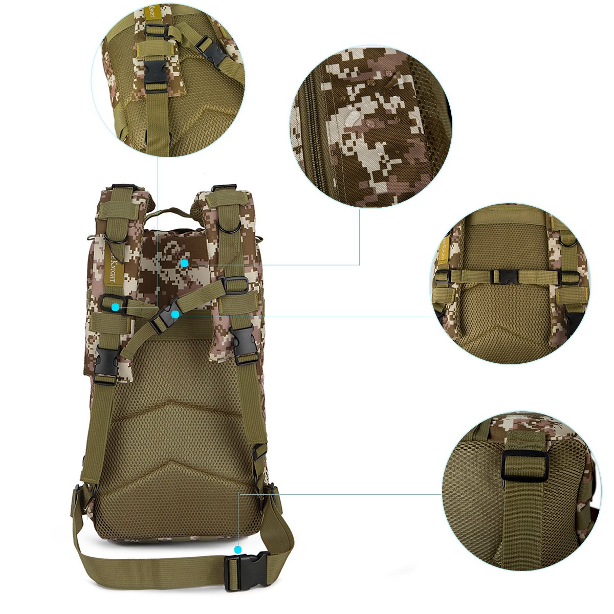 30L Military Tactical Backpack Waterproof Outdoor Bag for Hiking Camping Climbing Trekking Travel Daypack Size 8.6\'\'x 5.9\'\'x 16.9\'\' (Camouflage2)