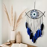 Dremisland Evil Eye Dream Catcher Blue Macrame Wall Hanging Decor view 2