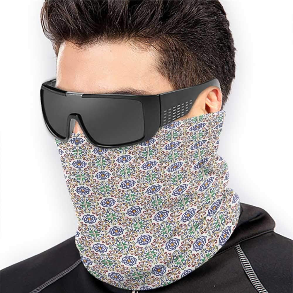Face Bandana Geometric Seamless Bandanas Portuguese Tiles Floral Themed