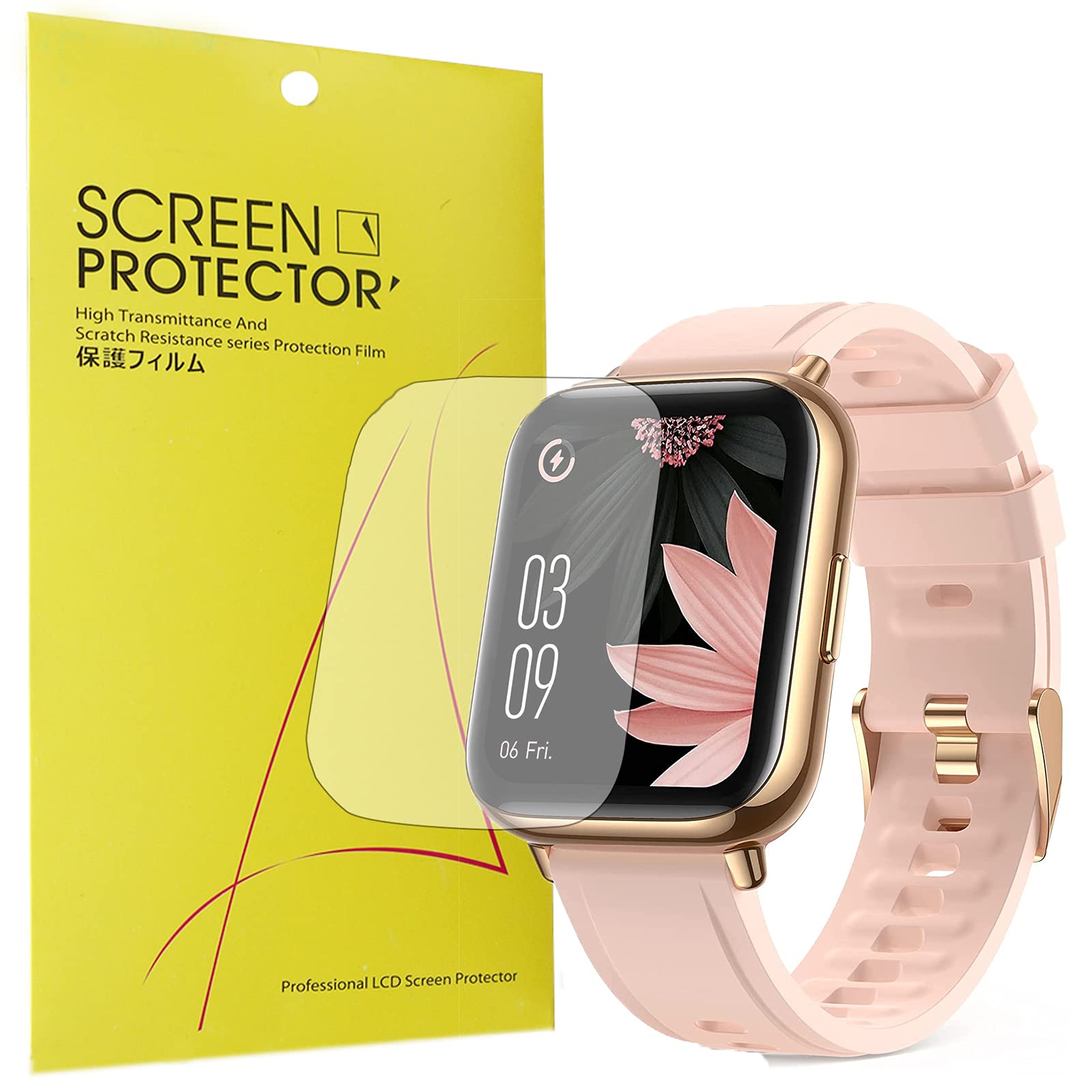 Compatible for LETSCOM GT01 Smartwatch Screen Protector, Giaogor [6 Pack] Full Coverage TPU Clear Film Compatible for Dirrelo/LETSCOM Smart Watch GT01 1.55" Smartwatch (6 PACK)