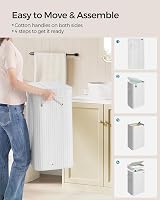 SONGMICS Bamboo Laundry Hamper with Lid 72 L Removable Liner Cloud White view 6