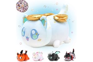 KOWSI 61-PCS 11-inches Angel Cat Plush + 60-Sticker - Meemeows Popular Cat Plush Collection - 100% Polyester Plushie Pillow Embroidered - Soft Stuffed Animal Collectible (Angel Cat)