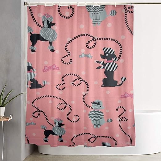 Amazon Com Mid Century Vintage Pink Black Poodle Dogs Bathroom