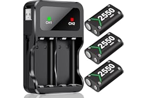 MOCAGEN 3x2550mAh Batteries Pack Xbox One Rechargeable Battery Packs with Charger for Xbox Series X/S/One X/S/Elite Controller Battery Pack Accessories Kit