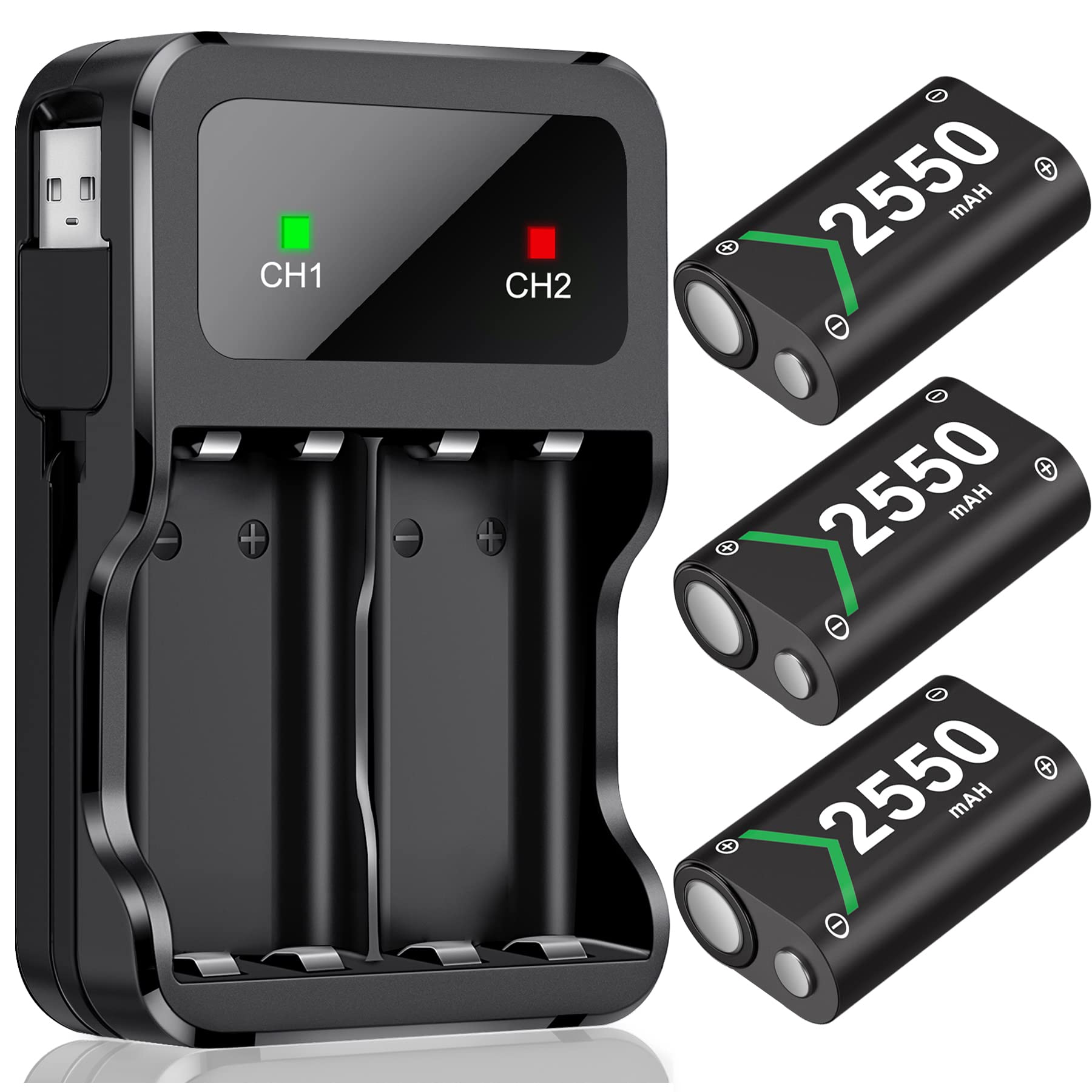 Mocagen Controller Batteries for Xbox Series X/S, Rechargeable Battery Pack Compatible with Xbox One/One X/One S/One Elite Controllers, 3 Pack