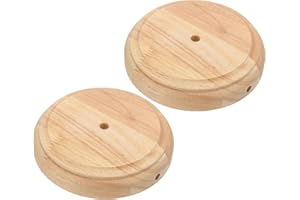 PATIKIL 6" x 1.3" Wooden Lamp Base, 2pcs Round Solid Wooden Base Wood Desk Lamp Display Stand Replacement for Bedroom Bedside