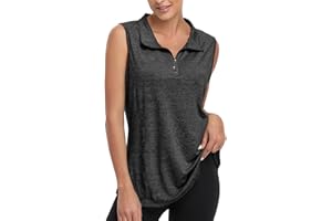 Viracy Women's Zip Up Golf Workout Tank Tops Sleeveless Quick Dry Athletic Polo Shirts