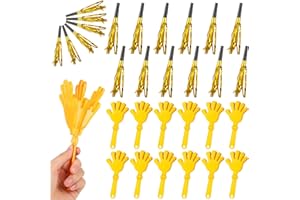 Motionchic 24 Pack Hand Clappers Noisemakers, Include 12 Large 7" Hand Clappers, 12 Party Horns and Blowers Noisemaker Toys for Xmas 2024 New Year's Eve Party Supplies(Gold)