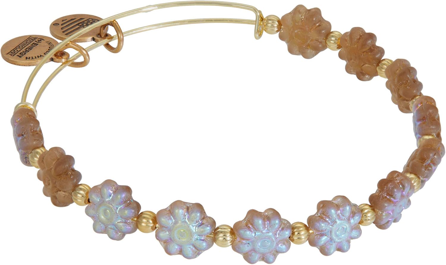 Alex and Ani Daisy Beaded Bracelet, Iridescent Shiny Gold