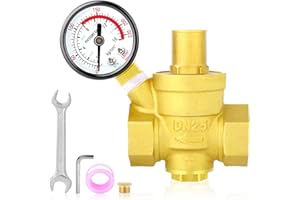 MEANLIN MEASURE 1 inch brass Water pressure regulating valve, pressure regulating valve, pressure reducing valve, DN25, with 0-220PSI pressure gauge