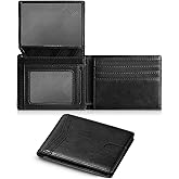 Plinvo Genuine Leather Wallet for Men, RFID Blocking Slim Design with 15 Card Slots, 2 ID Windows, and Gift Box (Oil Black)