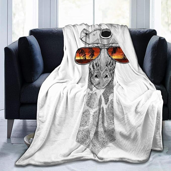 Ahdyr Manta de Felpa de Felpa, edredón, Animal Lindo, Jirafa Divertida