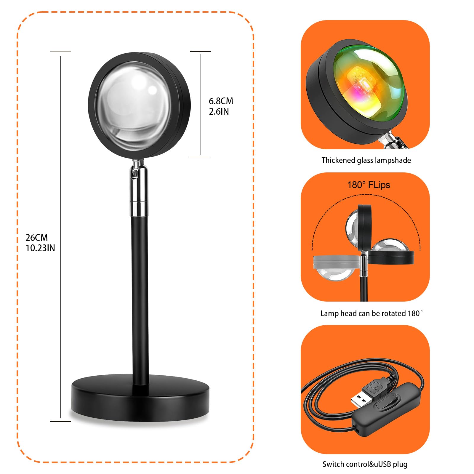 Spacenight Sunset Lamp Projector Multi-Color Multi-Mode, Dimmable, Timing, Music Rhythm, Sunset Background Wonderful Visual Impact, USB Plug and Play (Remote & APP)