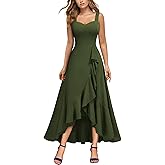 Miusol Women's Casual V-Neck Ruffle Split Flowy Cocktail Party A-Line Dress